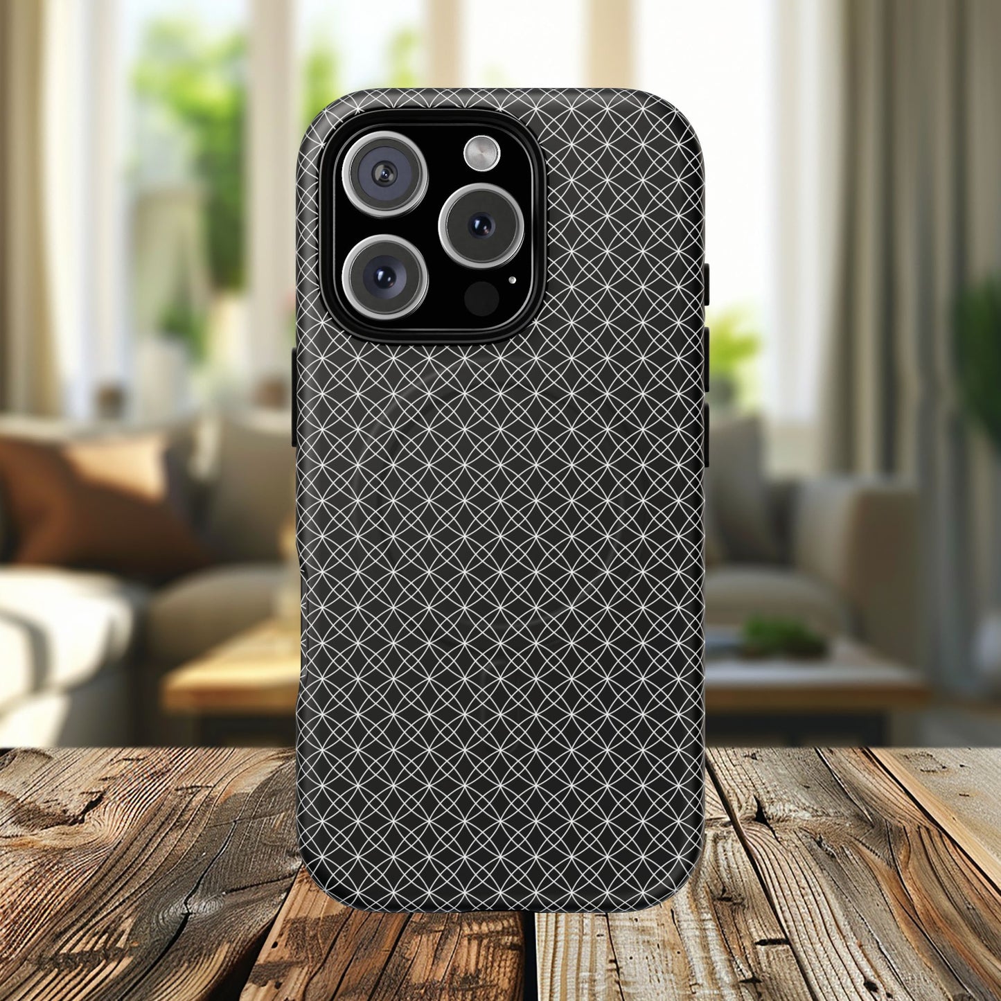 Urban Lattice Tough Magnetic iPhone Case, Stylish Protective Cover, Tech Gift for Him/Her, Durable Everyday Use, Trendy Mobile Accessories