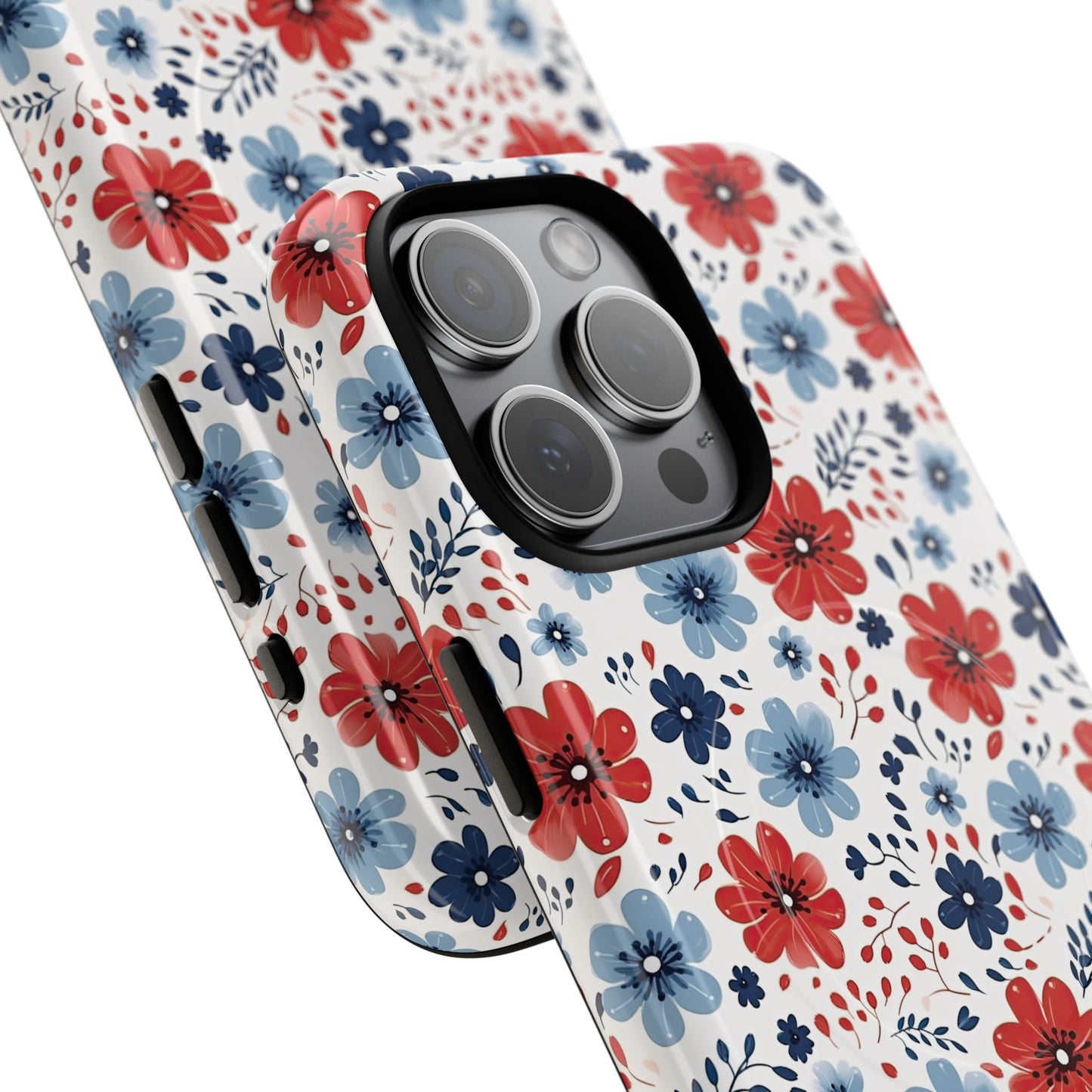 Patriotic Floral Dreams Tough Magnetic iPhone Cases, Durable, Stylish, Gift for Her, Protective Phone Cover, Spring Floral Design