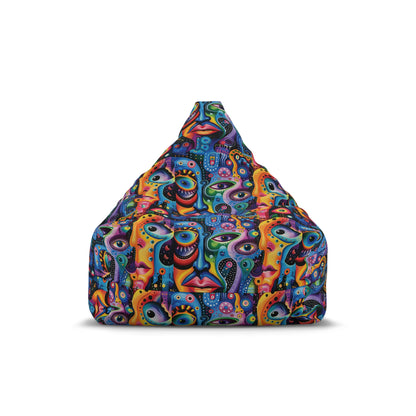 Psychedelic Visions Vibrant Artistic Bean Bag Chair Cover - Colorful Abstract Design for Cozy Spaces