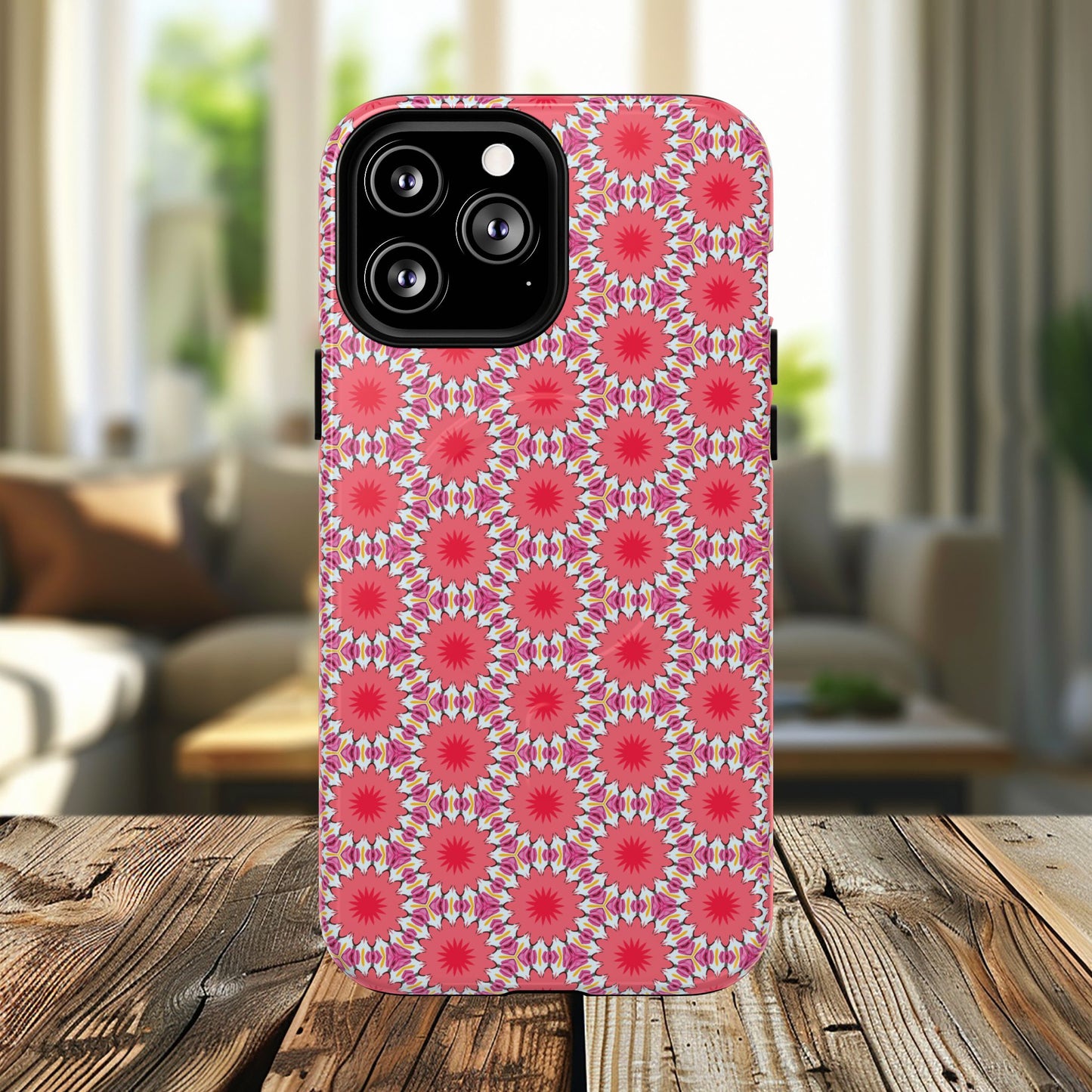 Roseburst Mosaic Vibrant Flower Pattern iPhone Case, Stylish iPhone Cover, Tough Magnetic Case, Floral Gift, Trendy Accessory for Her