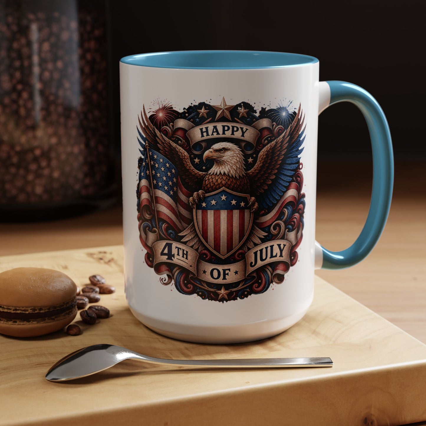 4th of July Eagle Coffee Mug — Patriotic American Flag Accent Mug (11/15oz)