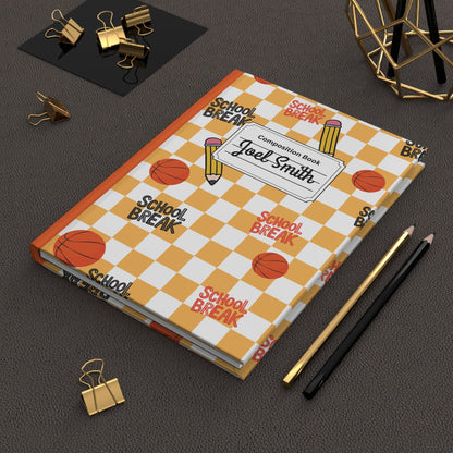 Custom Orange Schoolyard Chic Composition Book Inspired Ruled Hardcover Journal for Kids, Fun School Notebook, Customizable Composition Book, Back to School Gift, Learning Organizer