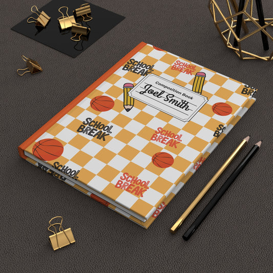 Custom Orange Schoolyard Chic Composition Book Inspired Ruled Hardcover Journal for Kids, Fun School Notebook, Customizable Composition Book, Back to School Gift, Learning Organizer