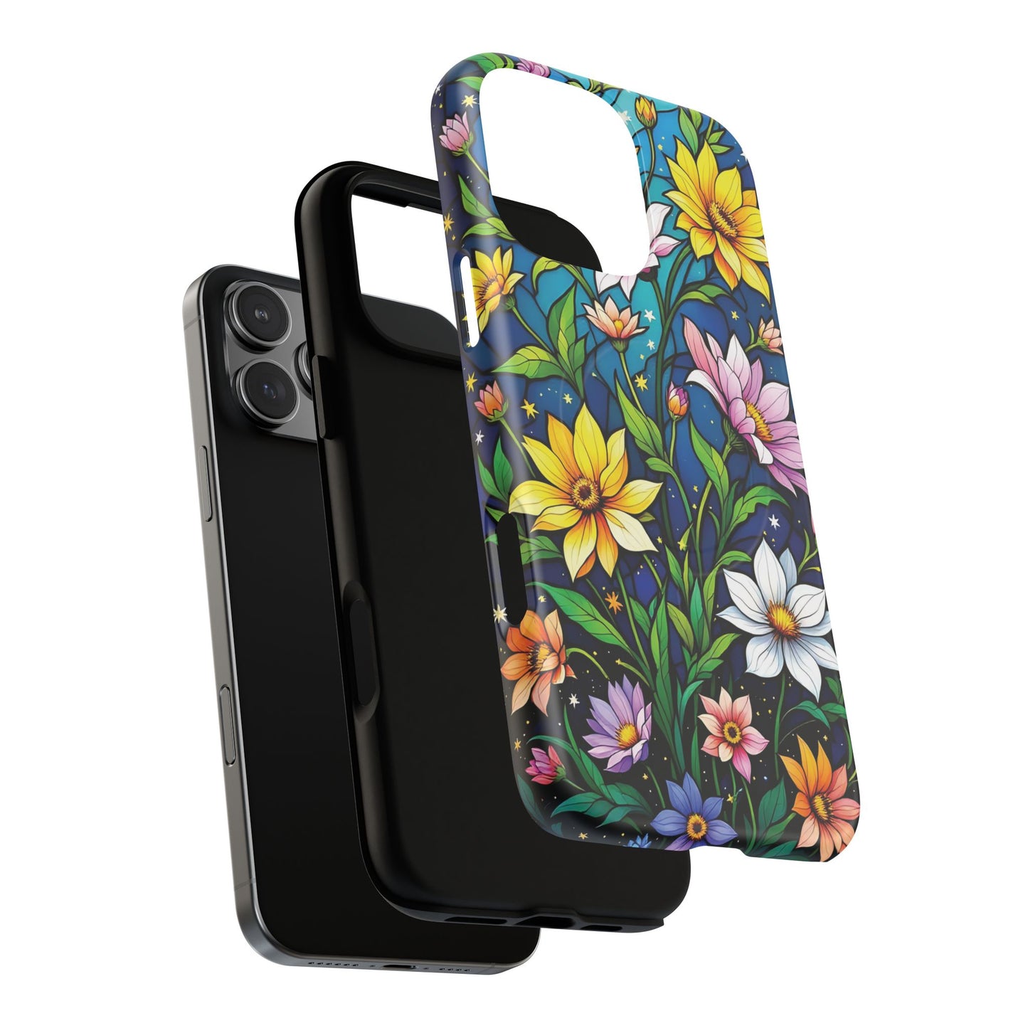 Flower Garden Stained Glass Phone Case, Tough Magnetic Cases, Floral Phone Cover, Durable Phone Accessories, Spring Gift, Birthday Present