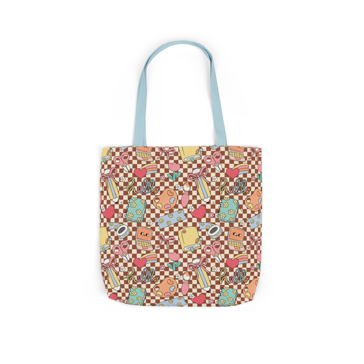 Personalized Brown Doodle Daydream Composition Book Inspired Canvas Tote Bag with Colorful Straps, Cute School Bag, Eco-Friendly Tote, Back to School Shopping Bag, Teacher Gift Idea