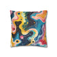 Psychedelic Visions Vibrant Abstract Art Pillowcase - Colorful Decorative Faux Suede Cushion Cover