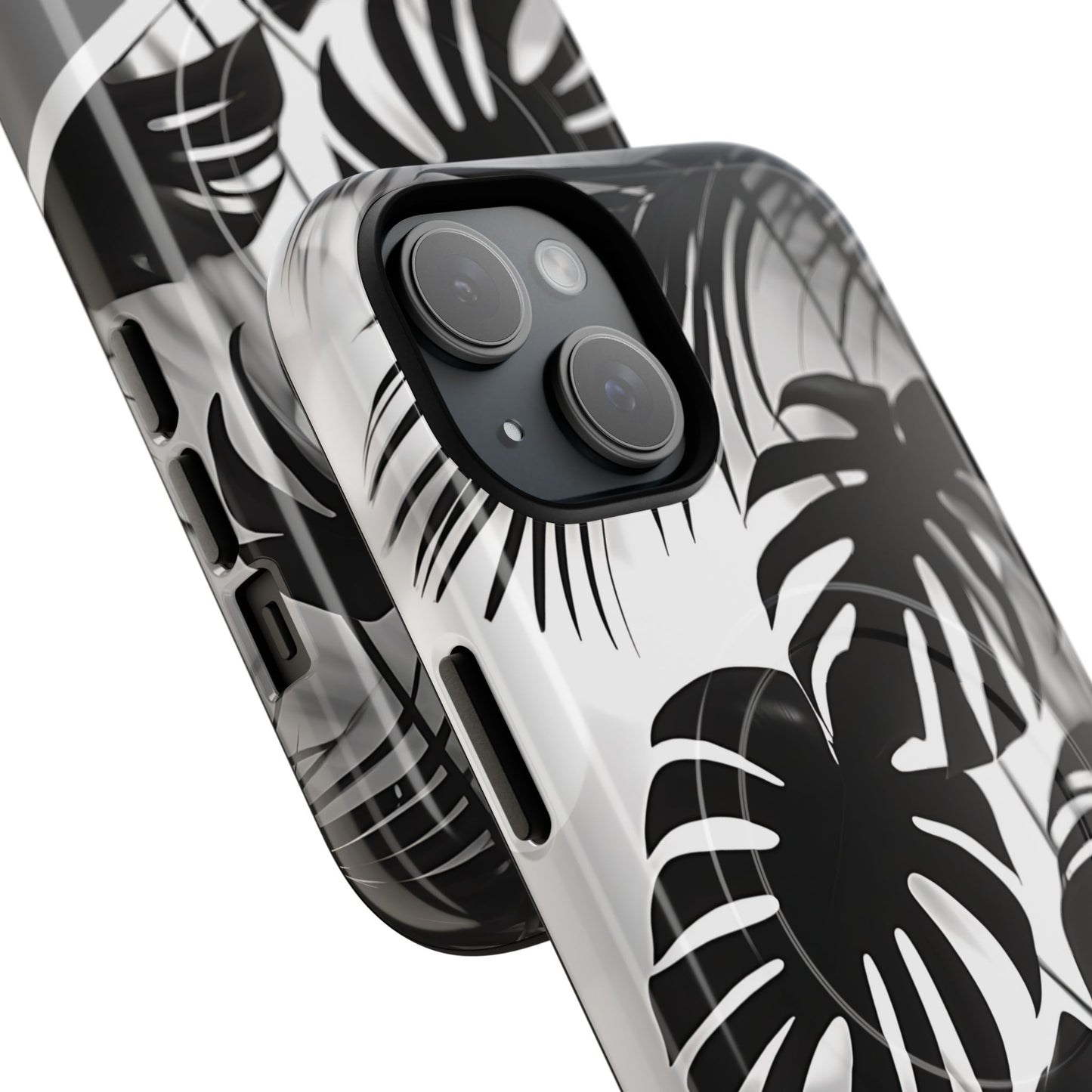 Personalized Monochrome Monstera Tropical Phone Case - Tough Magnetic MagSafe® Cases, Gifts for Nature Lovers, Stylish Phone Accessories, Gifts for Her.