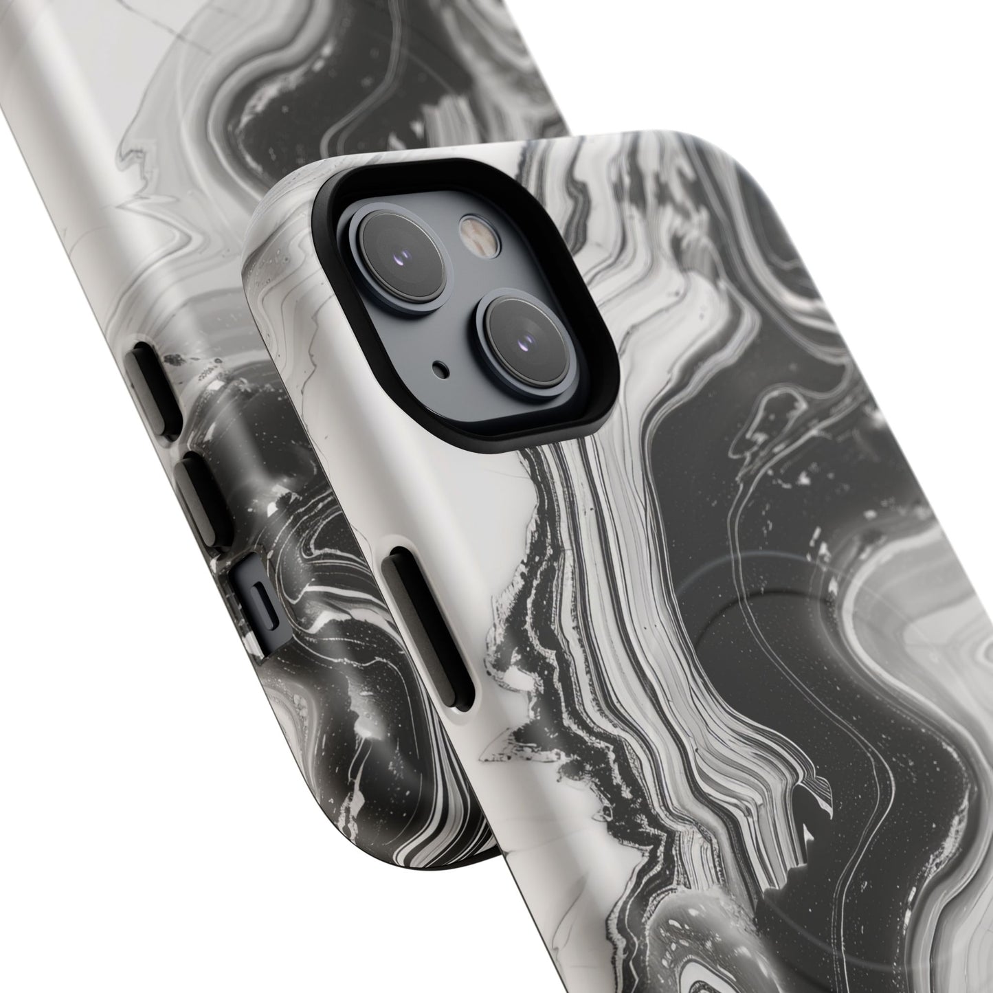 Black Marble Magnetic iPhone Case for Tough Protection, Stylish iPhone Mobile Accessory, Fashionable Gift, Unique Marble iPhone Design, Durable Smartphone Cover