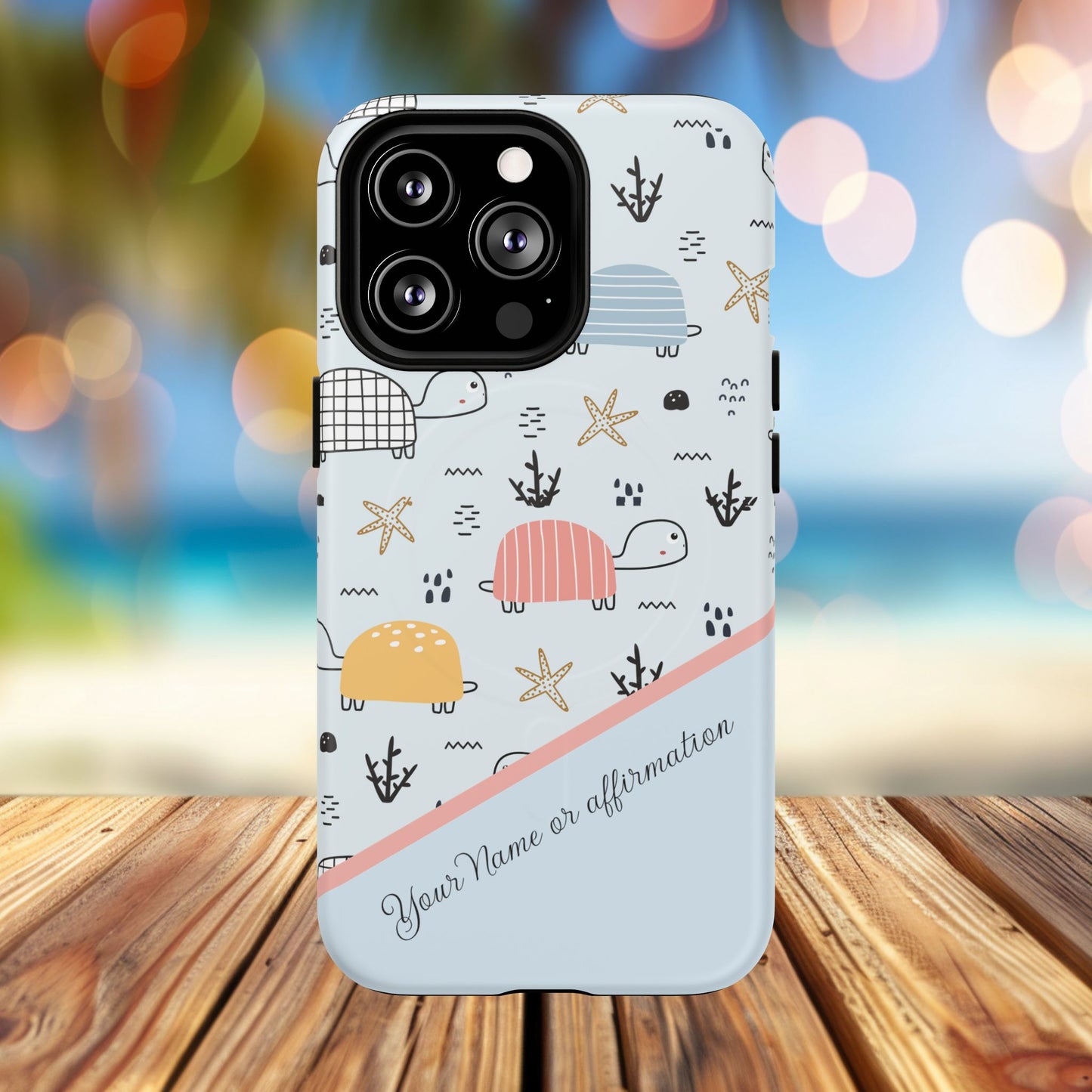 Personalized Cute Turtle Tough Magnetic MagSafe® Cell Cover, Ocean Theme Case, Sea Life Gift for Beach Lovers, iPhone® 13, 14, iPhone 15, iPhone 16, iPhone 17, Pro, Pro Max, Plus Cases.