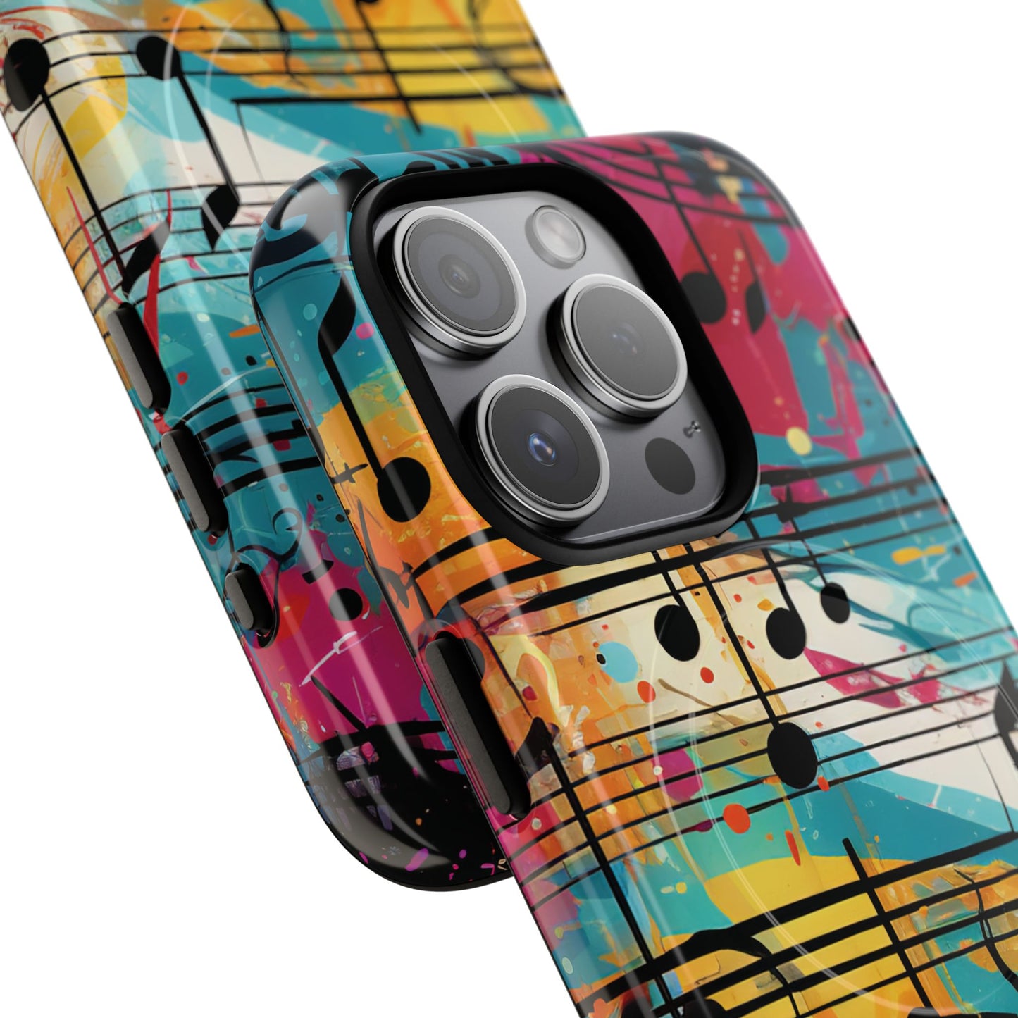 Vibrant Music Note Phone Case, Tough Magnetic Case, Music Lover Gift, Colorful Phone Accessory, Customizable Phone Cover, Unique Gift Idea