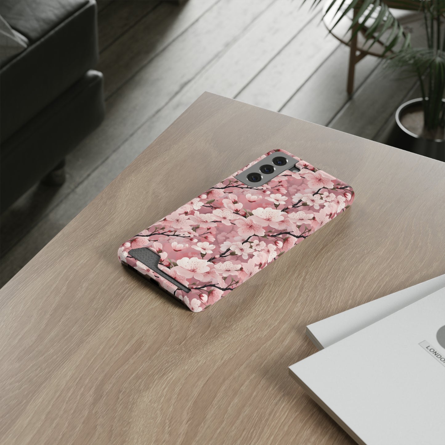 Cherry Blossom iPhone and Samsung Case With Card Holder