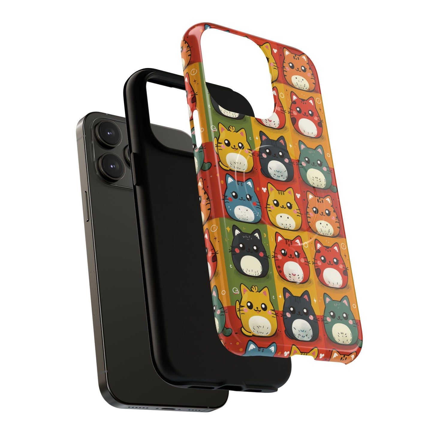 Cute Kawaii Cat iPhone Case, Tough Magnetic iPhone Case, Animal Lover Gift, Kawaii iPhone Cover, Fun Cat Design