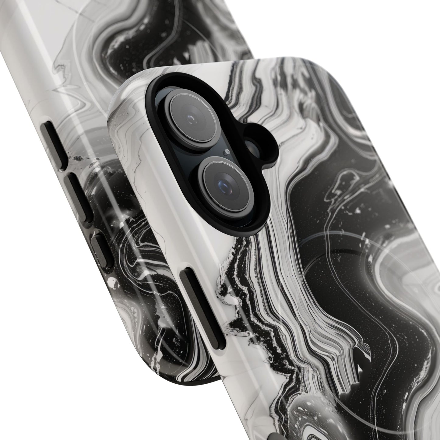 Black Marble Magnetic iPhone Case for Tough Protection, Stylish iPhone Mobile Accessory, Fashionable Gift, Unique Marble iPhone Design, Durable Smartphone Cover