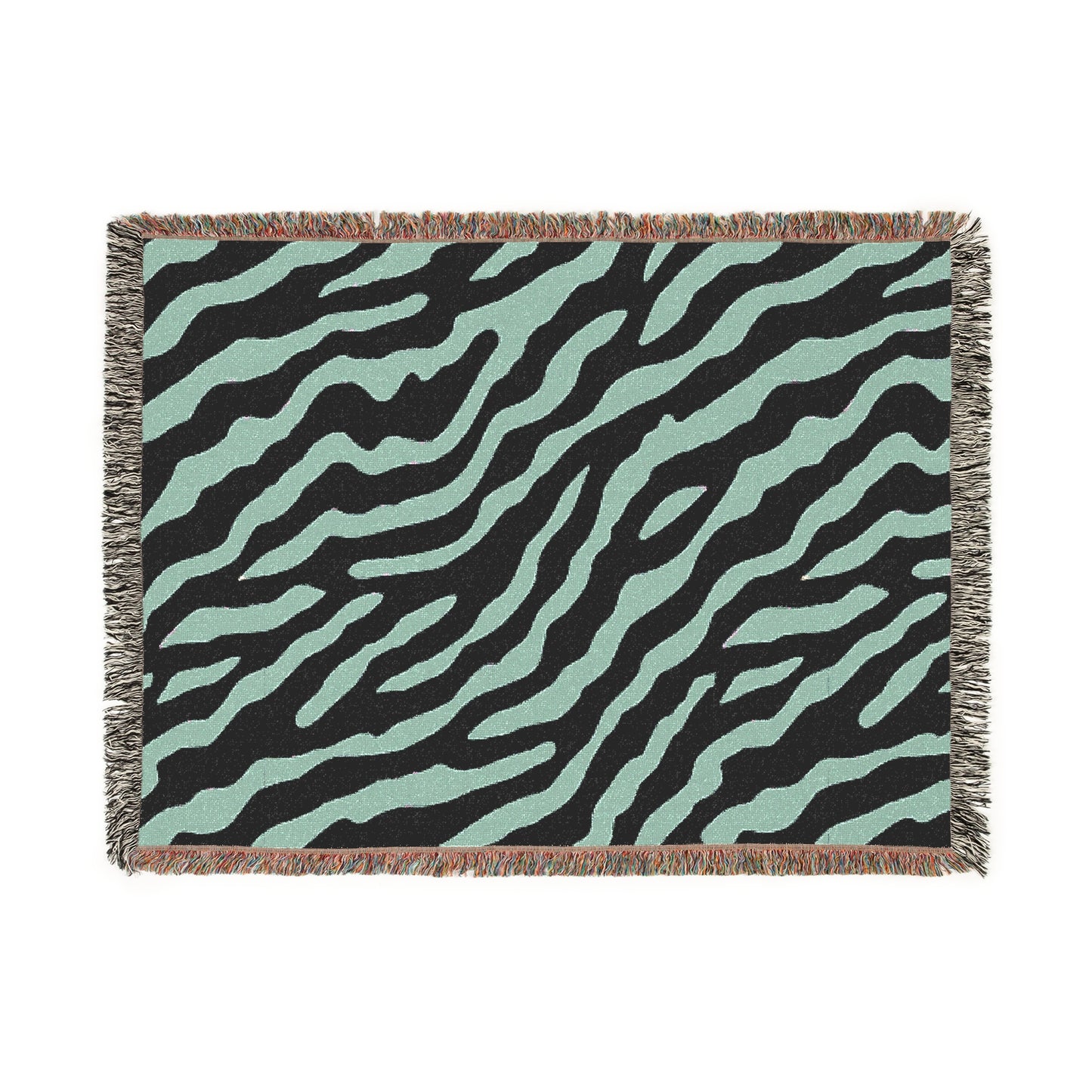 Green Zebra Tapestry Woven Blanket