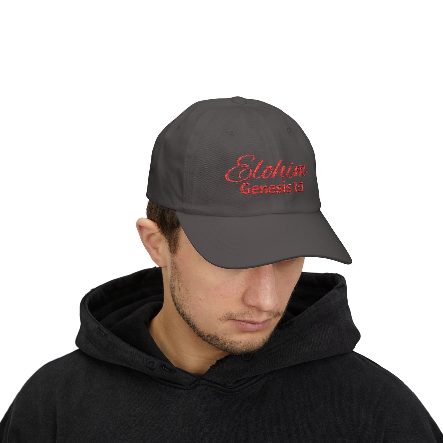Classic Embroidery Dad Cap with 'ELOHIM, GENESIS 1:1' - Faith-Based Hat, Casual Wear, Gift for Dad, Christian Accessory, Summer Fashion