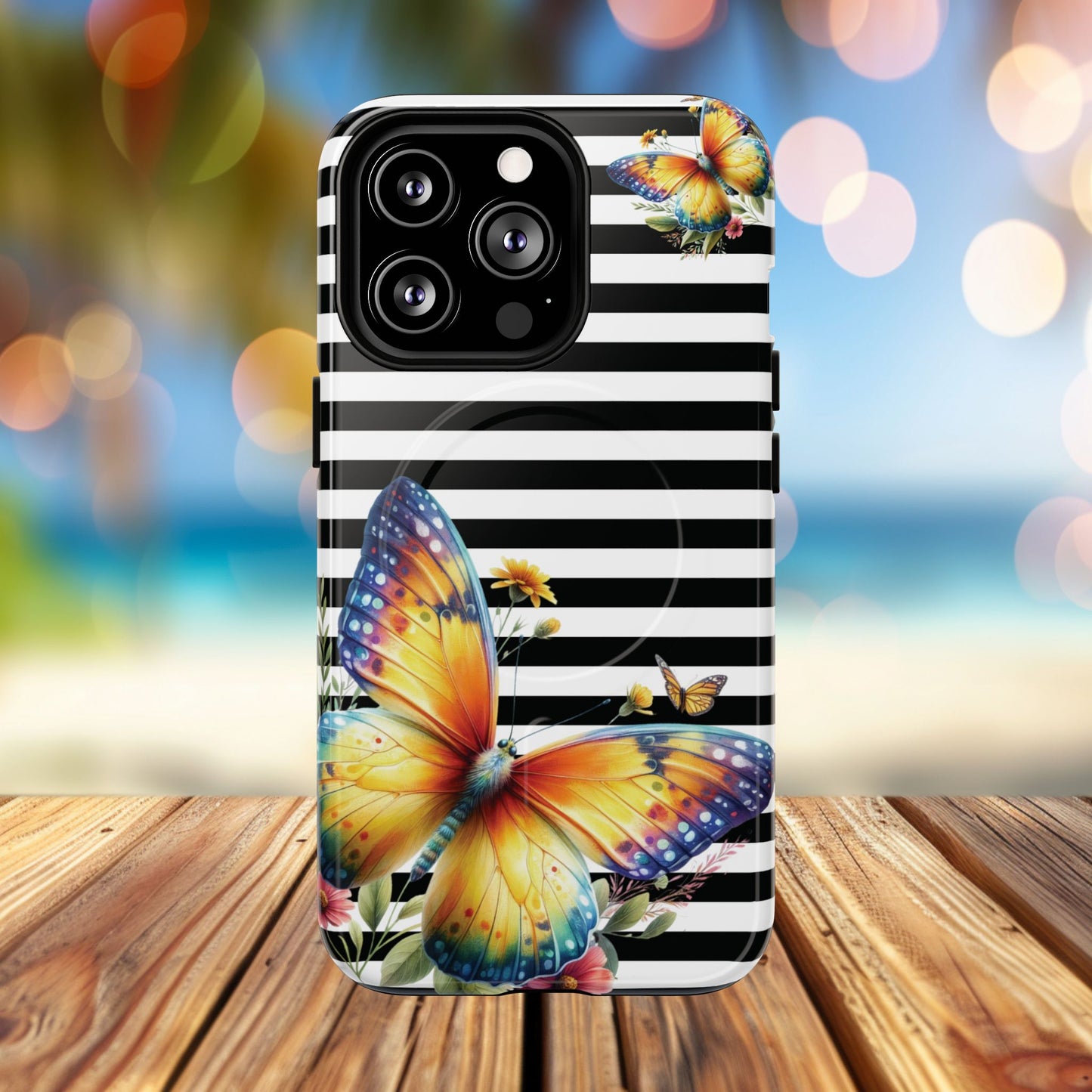 Botanic Flight Tough iPhone Magnetic Cases, Floral iPhone Cover, Stylish Tech Accessory, Gift for Nature Lovers, Butterfly Design, Unique Phone Protector