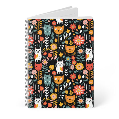 Whimsical Feline Garden Softcover Notebook, A5