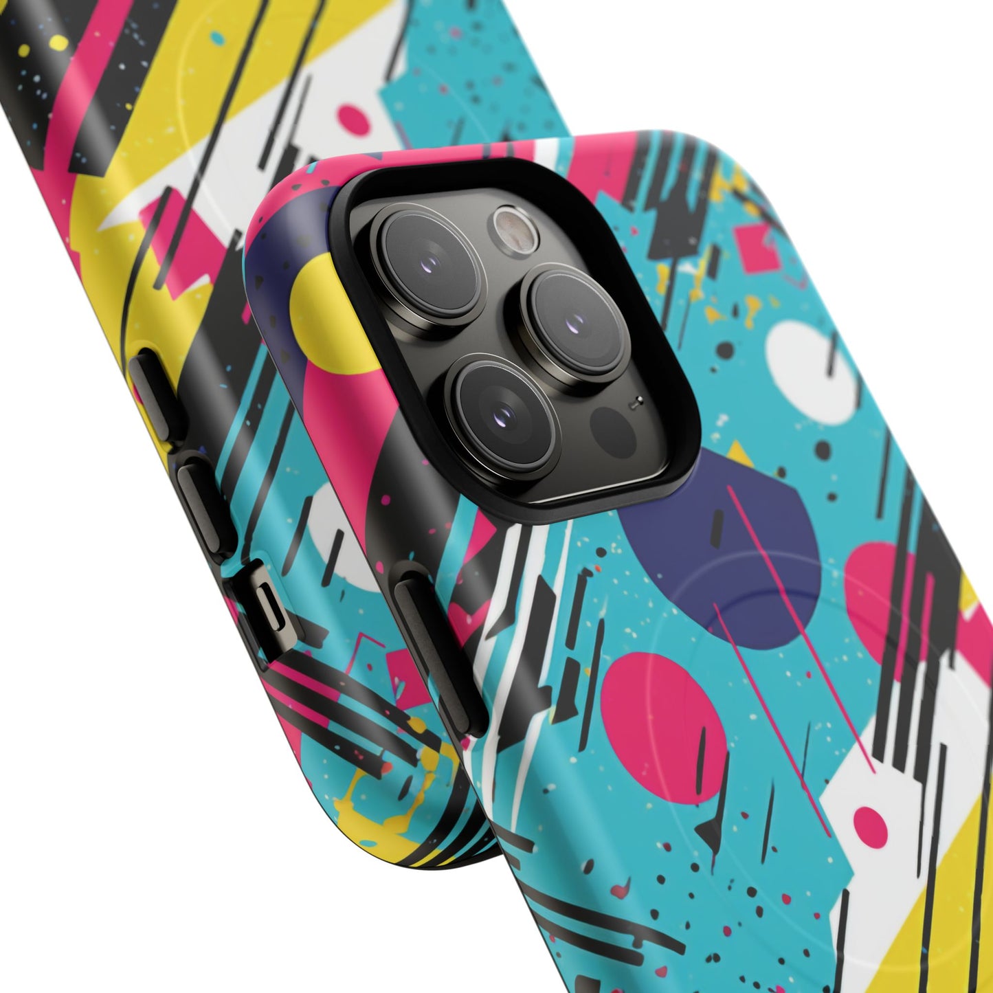 Retro Pop Vibes Magnetic iPhone Case with Abstract Design, Tough iPhone Cover, iPhone Accessory, Gift for Tech Lovers, Trendy iPhone Protector