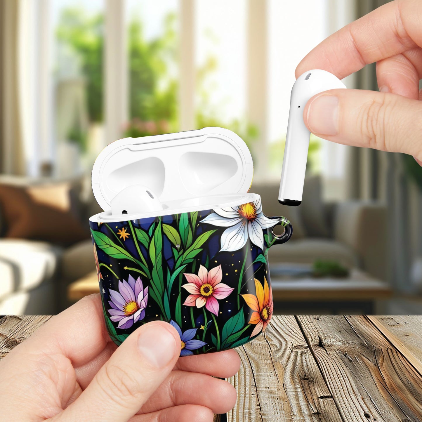 Flower Garden Stained Glass AirPod Case — Colorful Garden Protective Cover- Airpods Pro Gen 1 and 2, Gen 1 to 4.