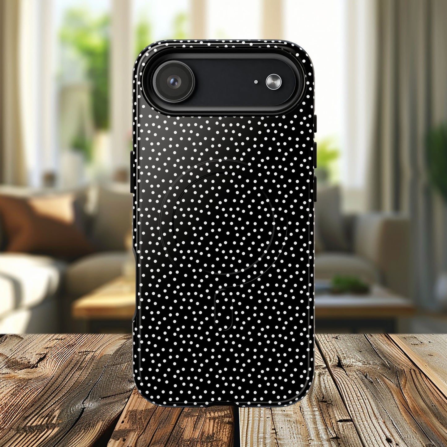 Small Polka Dot Tough iPhone Magnetic Case, Durable iPhone Accessories, Gifts for Tech Lovers, Modern Design.