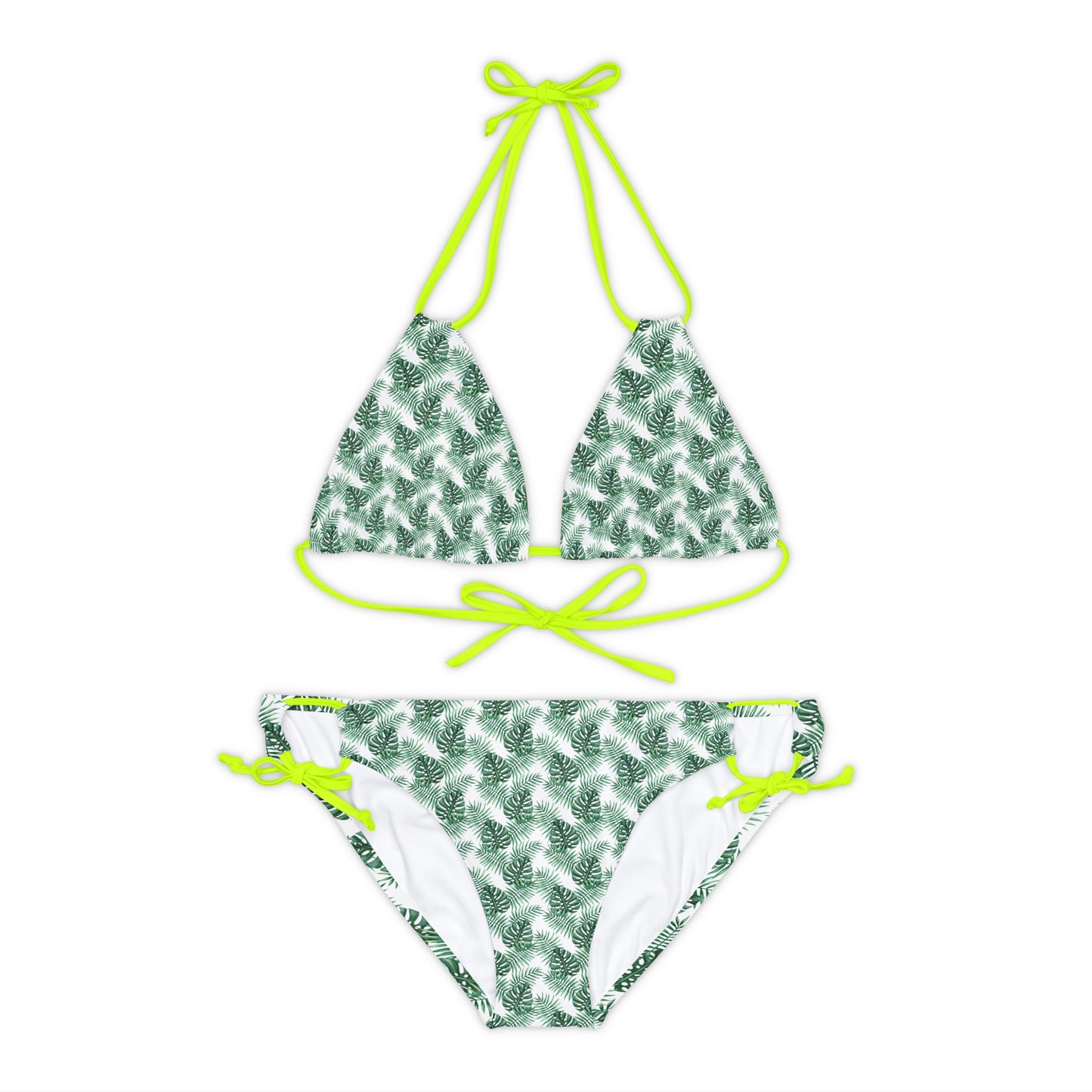 White Tropical Bliss Strappy Bikini Set (AOP)