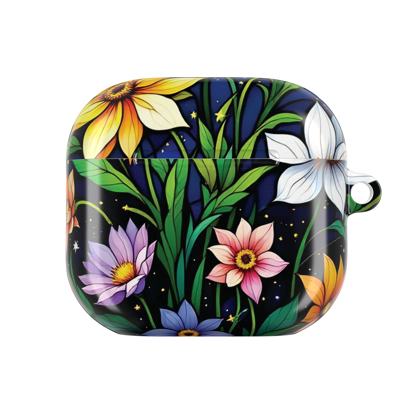 Flower Garden Stained Glass AirPod Case — Colorful Garden Protective Cover- Airpods Pro Gen 1 and 2, Gen 1 to 4.