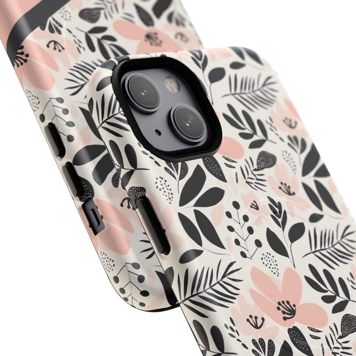 Personalized Floral Blush Garden Whisper Tough Magnetic MagSafe® iPhone® 13, 14, 15, 16, 17, Pro, Pro Max, Plus Cases (Custom Name).