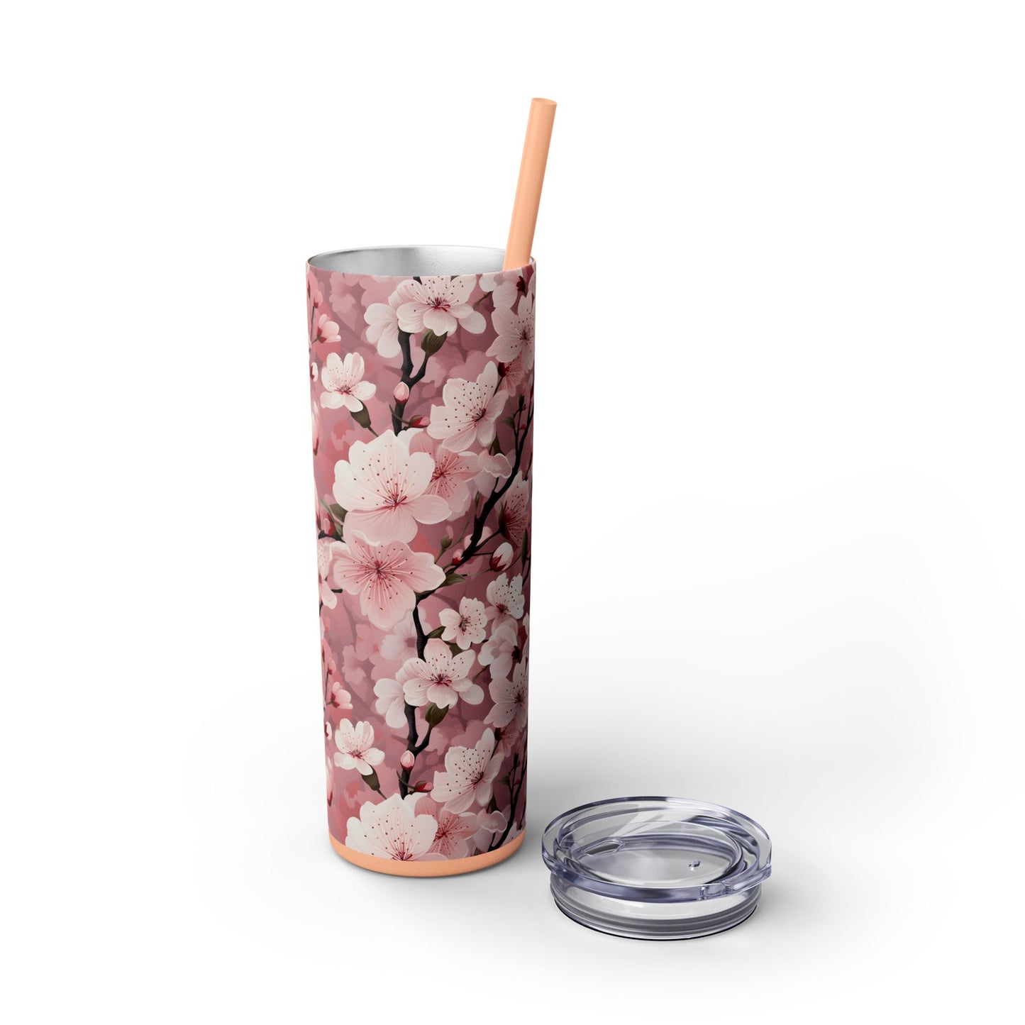Cherry Blossom Skinny Tumbler with Straw - 20oz Floral Drinkware