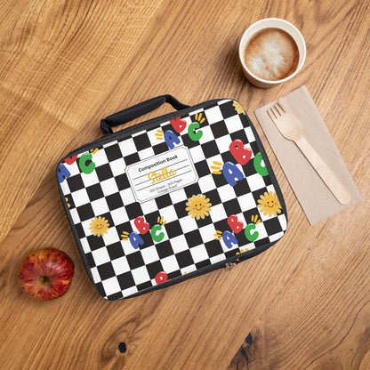 Personalized Schoolyard Chic Composition Book Inspired Colorful Kids Lunch Bag for School, Snack Bag, Lunch Tote, Lunchbox, Kids' Bag with Fun Back to School Design