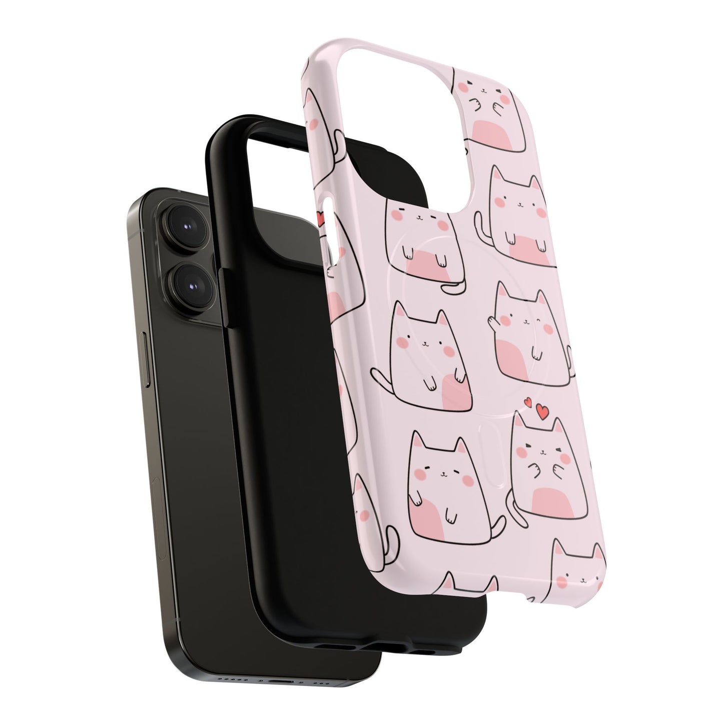 Cute Cat Magnetic iPhone Case, Tough iPhone Cover, Cat Lover Gift, Kawaii Style Case, Pet-Themed Gift