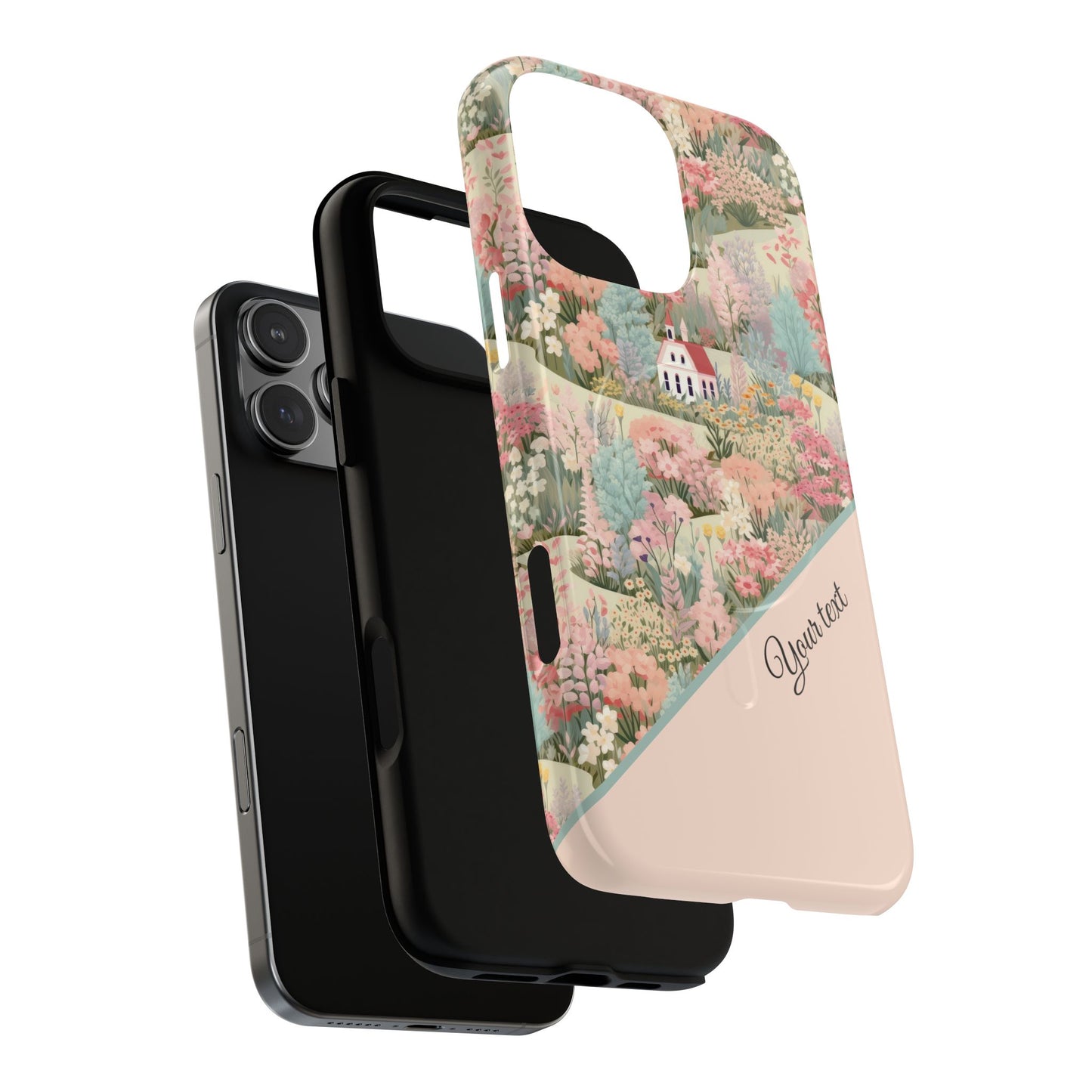 Blush Bloom Village Tough Magnetic MagSafe®Case, Durable Protection, Unique Gift for Nature Lovers,  iPhone® 13, 14, 15, 16, 17, Pro, Pro Max, Plus Cases.