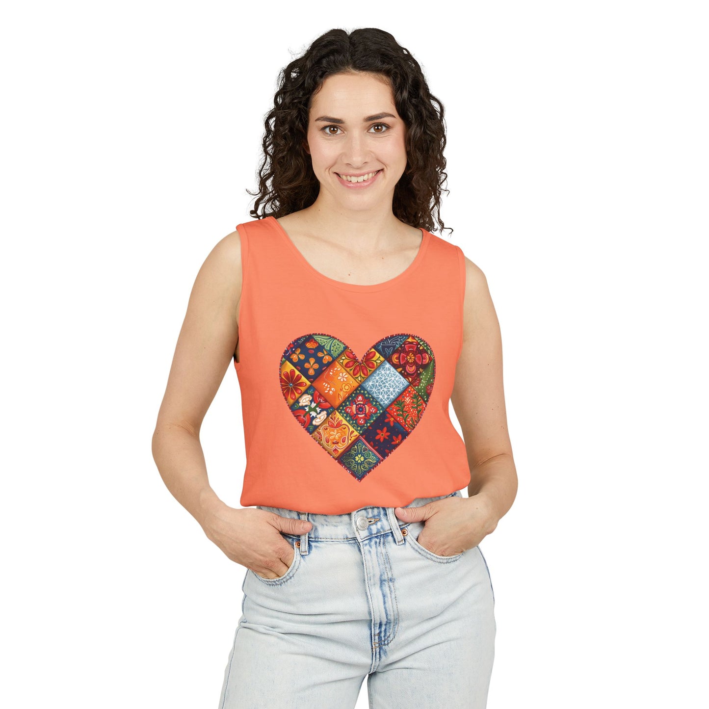 Patched Hearts Unisex Garment-Dyed Tank Top