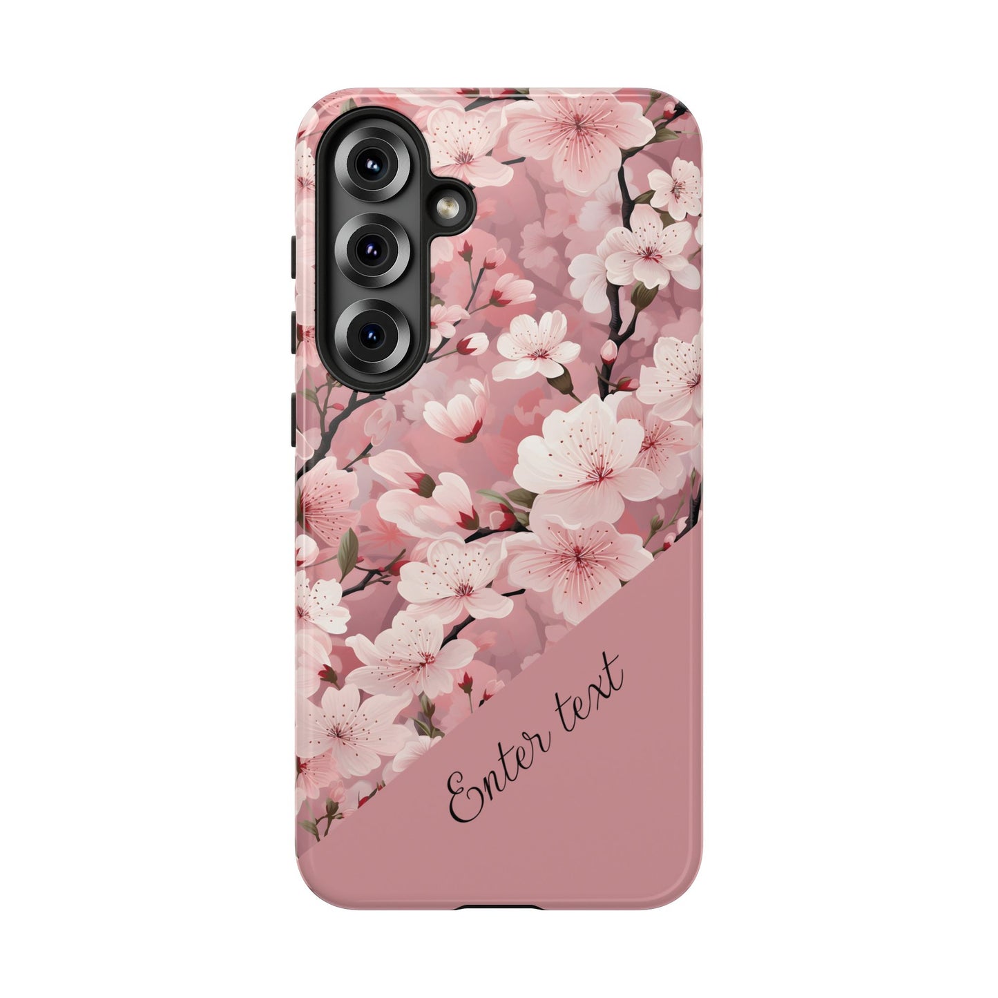 Personalized Cherry Blossom Tough Phone Case — Pink Floral Protective Case for Samsung & Google