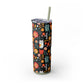 Whimsical Feline Garden Skinny Tumbler with Straw, 20oz