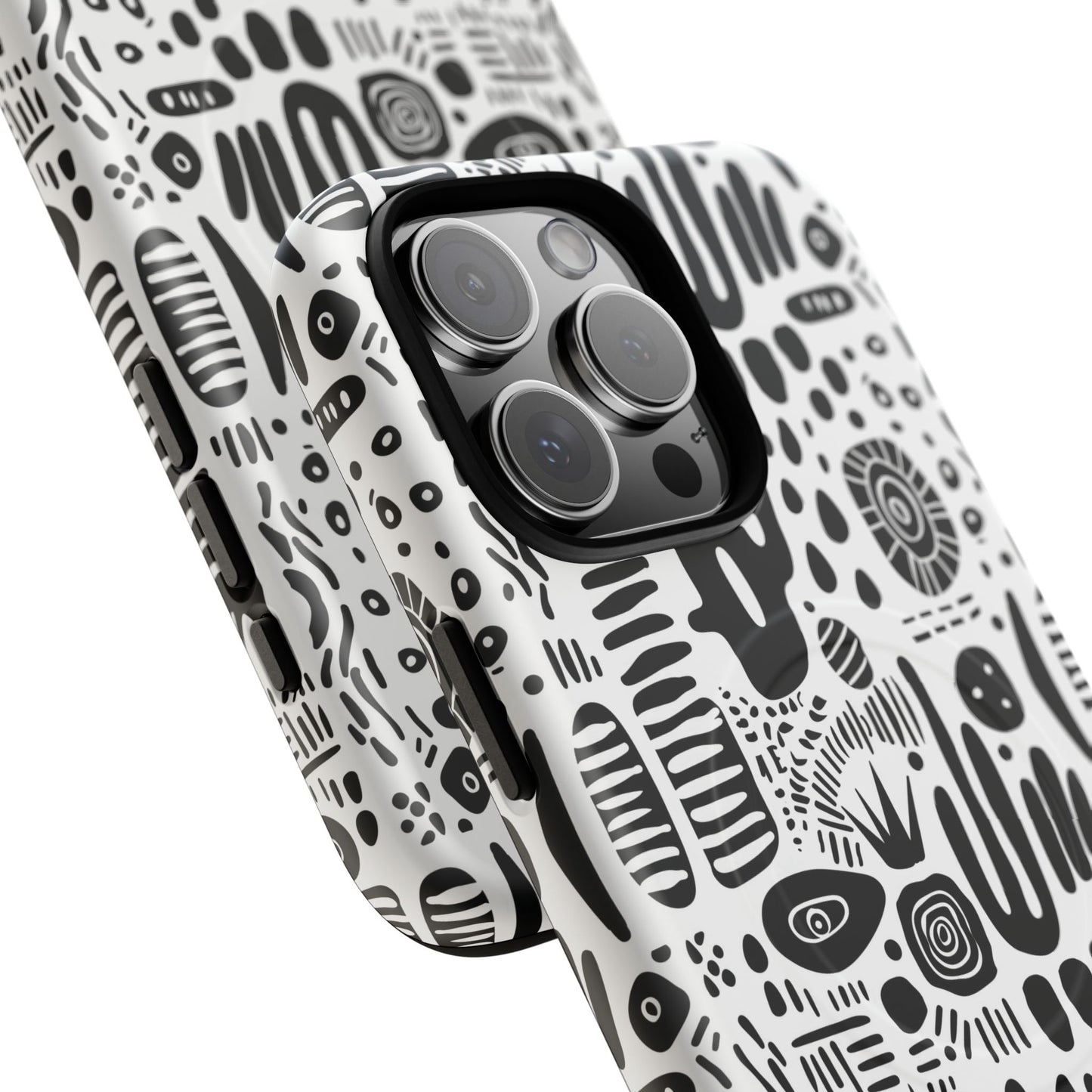 Abstract Monochrome Tough Magnetic iPhone Cases, Stylish Phone Cover, Durable Phone Protector, Modern Tech Accessories, Unique Gift Ideas