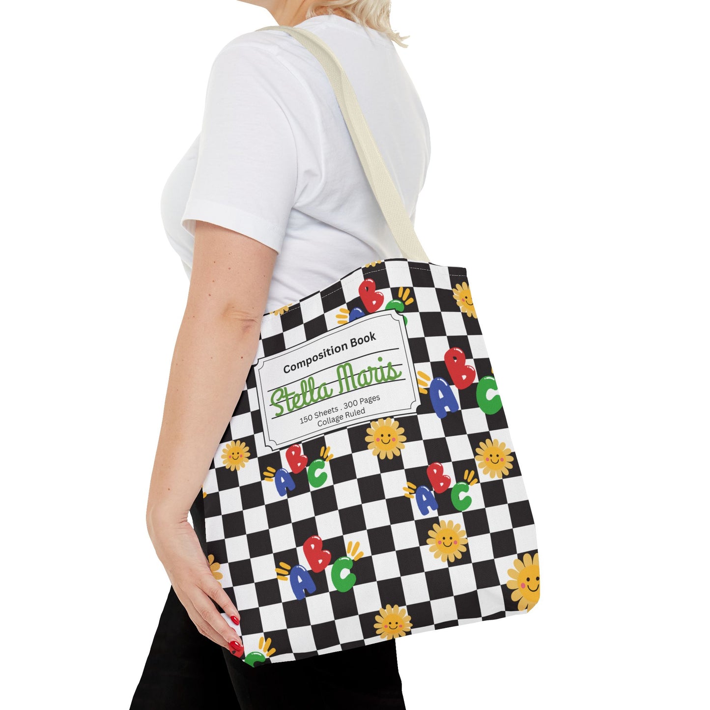 Personalized Schoolyard Chic Composition Book Inspired Tote Bag, Back to School Tote, Teacher Gift, Kids Bag, Custom Name Bag, Educational Accessories, Back to School Tote Bag.