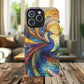 Mosaic Peacock Feathers Magnetic Phone Case, Tough Phone Shell, Vibrant Art Case, Gift for Her, Unique Phone Accessory, Wildlife Lover's Gift, Stained Glass Case.