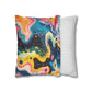 Psychedelic Visions Vibrant Abstract Art Pillowcase - Colorful Decorative Faux Suede Cushion Cover