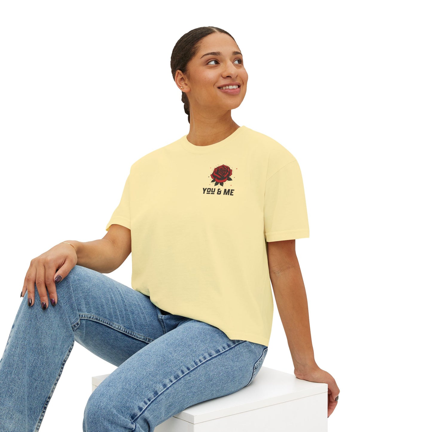 You and Me Valentine Women's Comfort Colors Boxy Tee