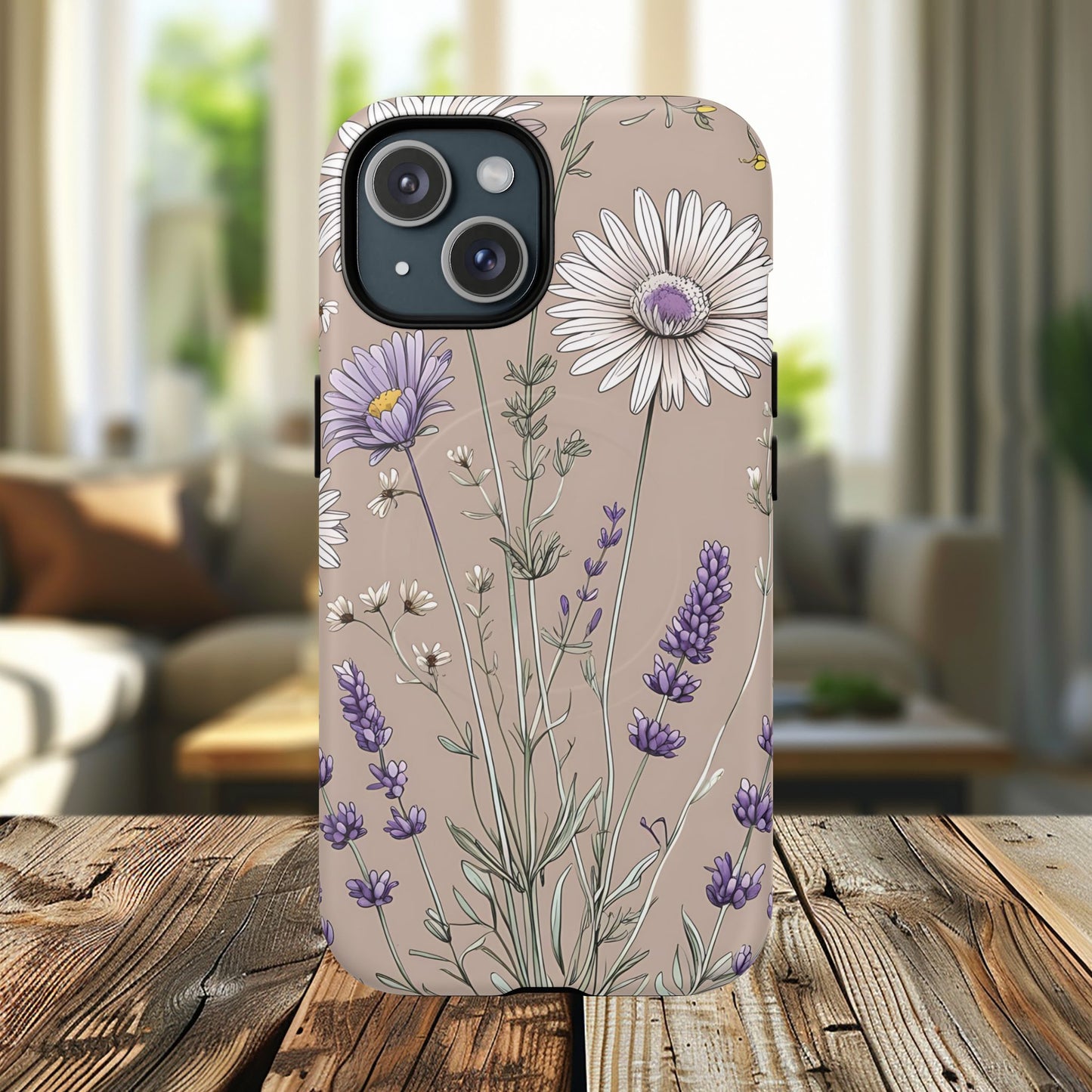 Lavender Floral Tough Magnetic Phone Case | Durable Protective Cover, Flower Design, Gifts for Her, Phone Accessories, Nature Lover
