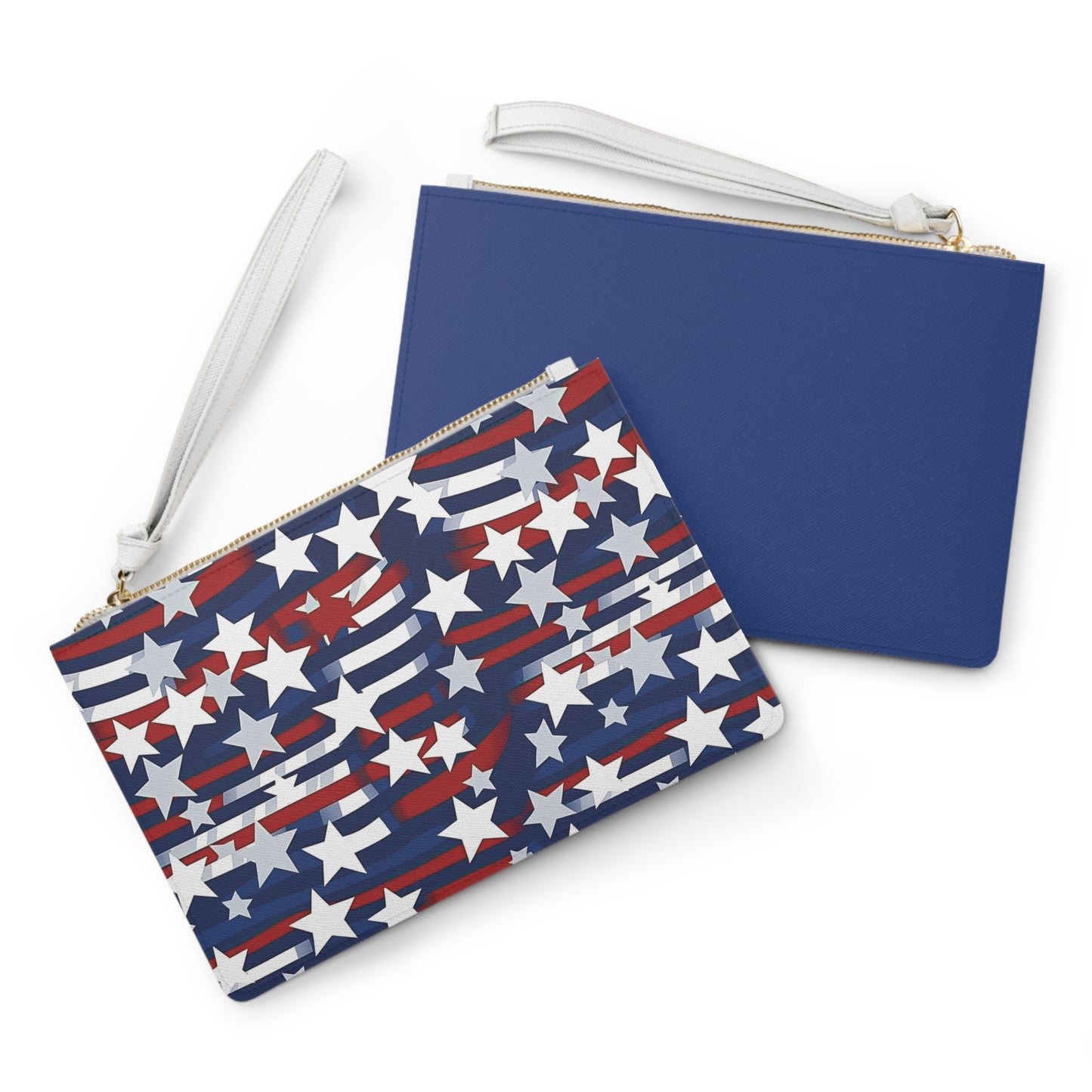 Patriotic Waves Clutch Bag - Vegan Leather Saffiano Pattern Fashionista On-the-Go Zip Fastening Wrist Strap.