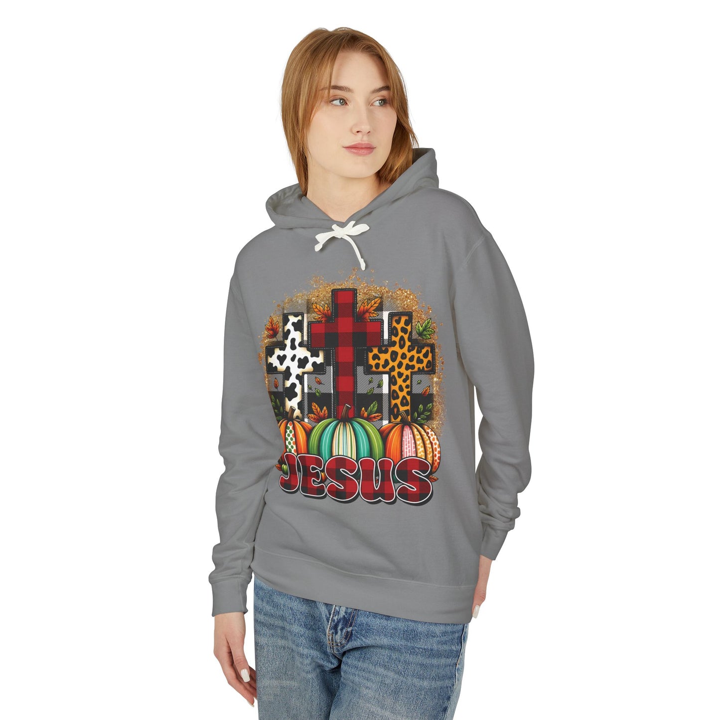 Faithful Harvest Cross Unisex Lightweight Hooded Sweatshirt