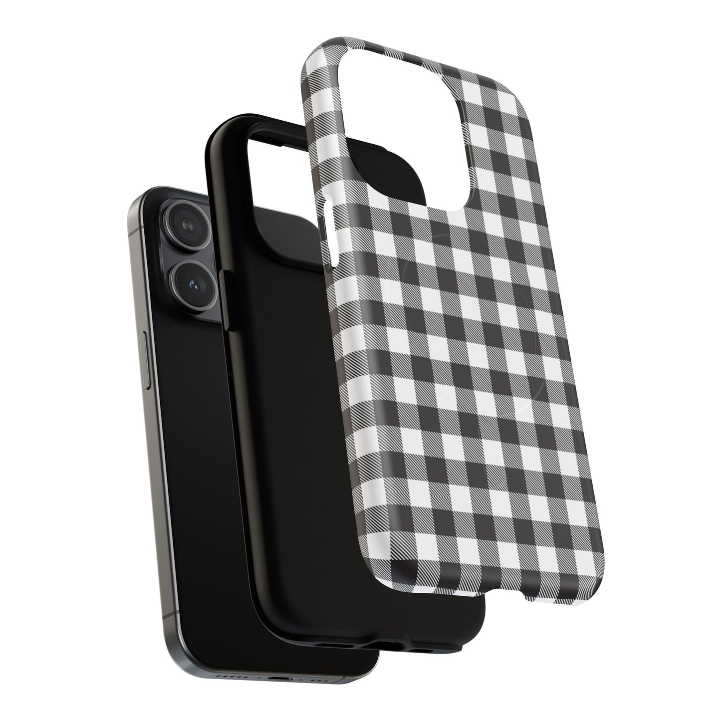 Black and White Gingham Phone Case, Tough Magnetic Cases, Stylish Phone Cover, Gift for Her, Trendy Phone Accessory, Checkered Print