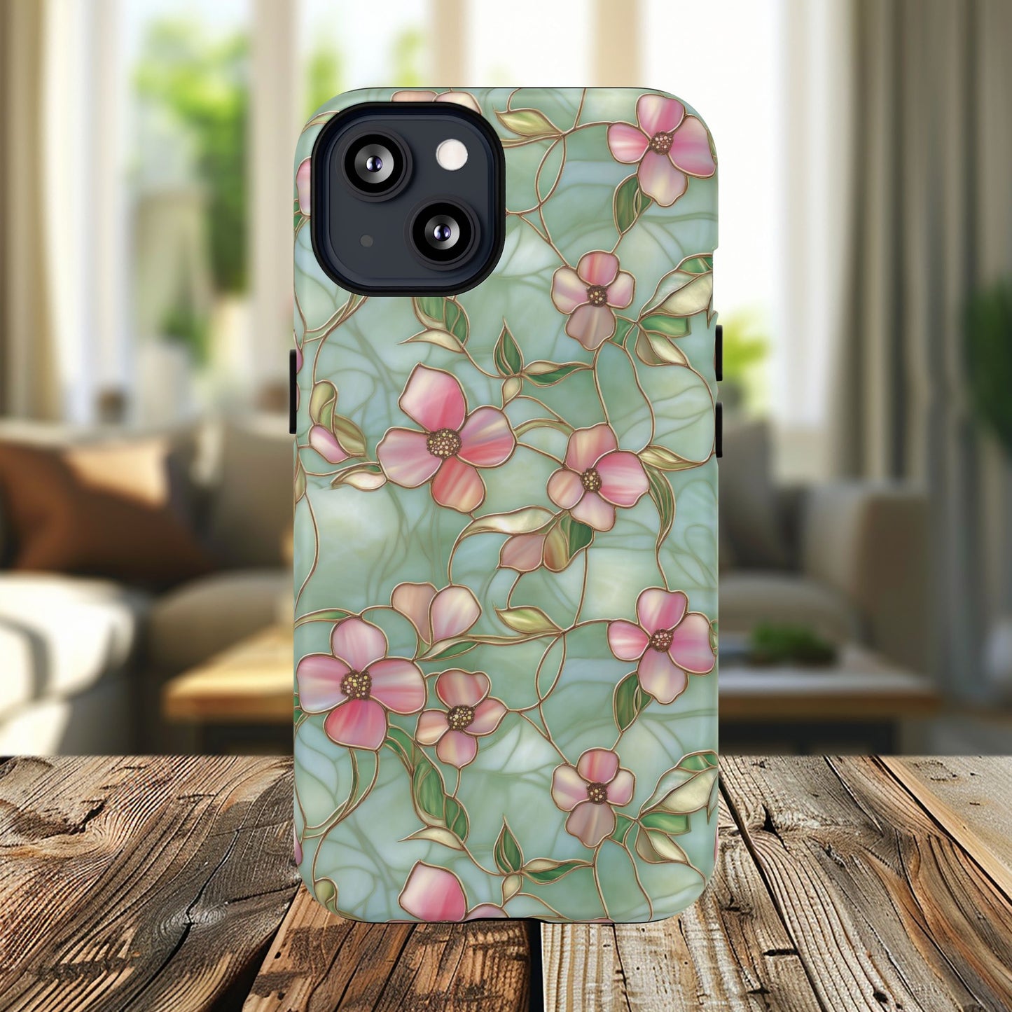 Aqua Bloom Serenity Tough iPhone Magnetic Cases, Cute Flower Design, Stylish Protection, Gift for Her, Trendy Accessories, iPhone MagSafe Accessory.