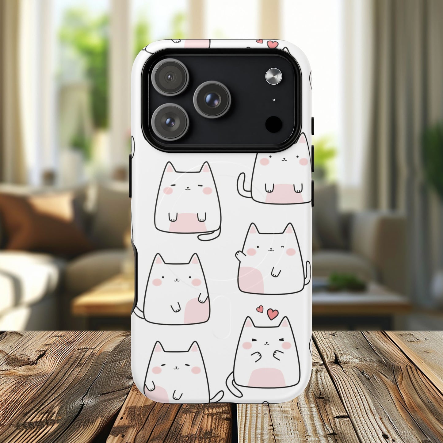 Cute Kawaii Cat Tough Magnetic iPhone Case, Cute Cat Lover Gift, Kawaii iPhone Cover, Tough iPhone Case, Unique Pet Themed Accessory,