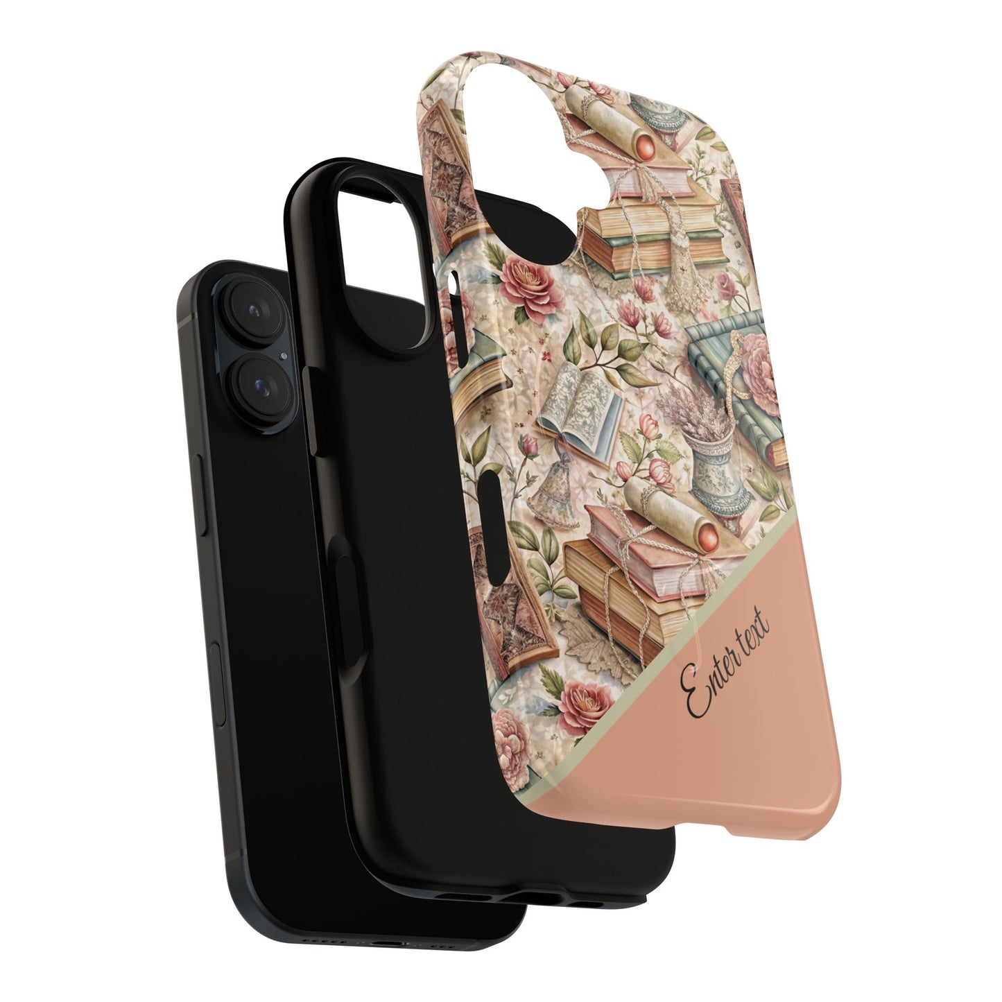 Persoonalized Vintage Book Lover's Tough Magnetic iPhone Case, Literary Gifts, Floral Design, Bookish Aesthetic, Unique Gift for Readers, Protective Case