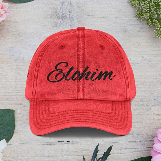 Vintage Embroidered Dad Cap with 'ELOHIM GENESIS 1:1' - Stylish Casual Hat, Gift for Him/Her, Summer Accessory, Trendy Streetwear, Spiritual Fashion