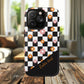 Groovy Checkered Bloom iPhone Case, Tough Magnetic Cases for Women, Stylish iPhone Cover, Trendy Floral Print, Gift for Her, Everyday Accessories