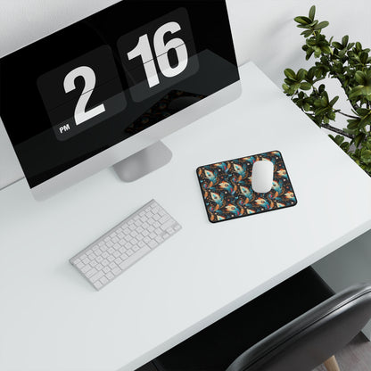 Ethereal Feathers Floral Non-Slip Gaming Mouse Pad - Vibrant Design for Gamers and Home Office.