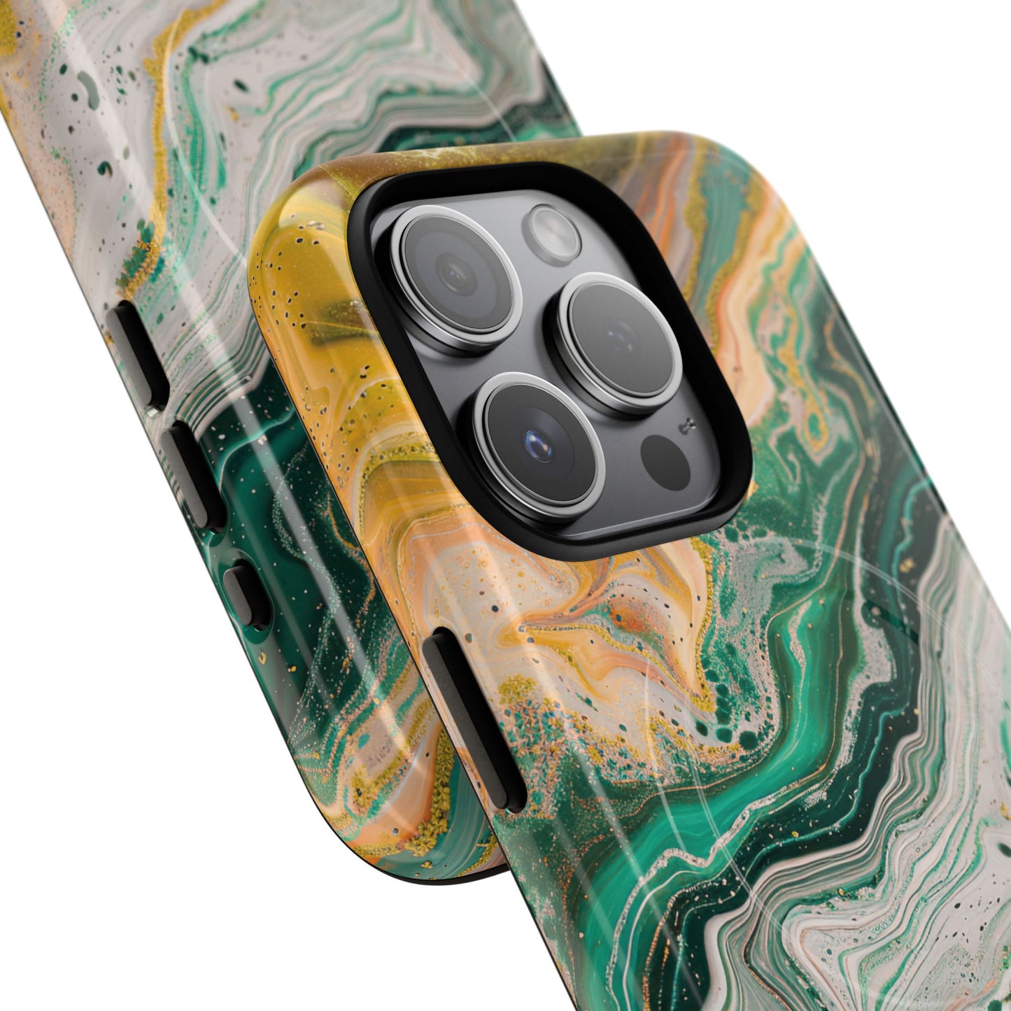 Magnetic iPhone Cases with Green Marble Design, Tough Magnetic Cases, iPhone Accessories, Gift for Her, Trendy iPhone Cover